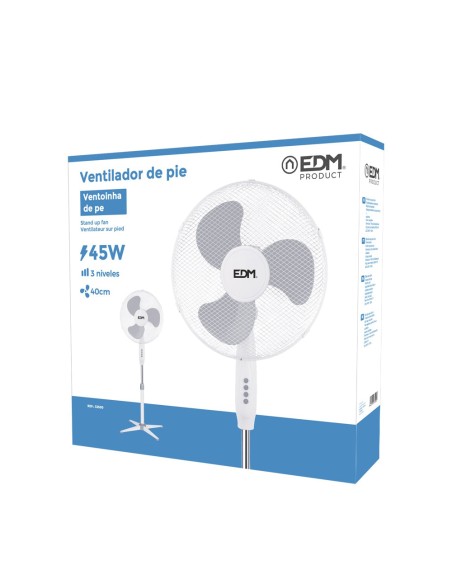 VENTILADOR DE PIE BLANCO POTENCIA: 45W ASPAS: å40CM ALTURA REGULABLE 105-125CM