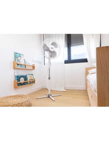VENTILADOR DE PIE BLANCO POTENCIA: 45W ASPAS: å40CM ALTURA REGULABLE 105-125CM