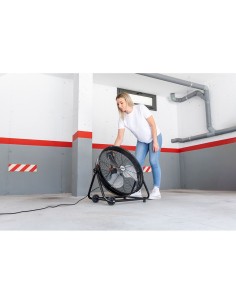 VENTILADOR INDUSTRIAL DE SUELO, CON RUEDAS, NEGRO 180 W 59,8 DB ASPAS å60 X 7
