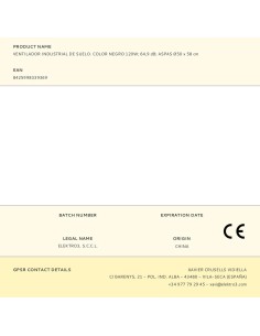 VENTILADOR INDUSTRIAL DE SUELO. COLOR NEGRO 130W ASPAS: å50X58CM EDM 2