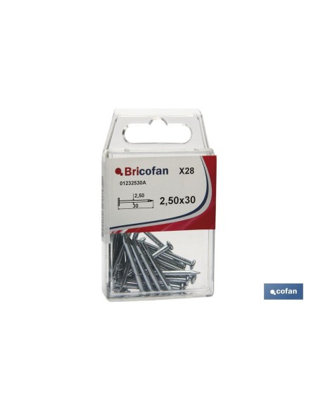 BLÍSTER DE 13 UDS. PUNTA DE ACERO ZINCADO CABEZA PLANA 34X40 MM VENTA UNITARIA