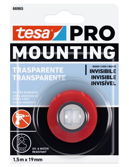 TESA 66965 MONTAJE TRANSPARENTE PREMIUM 1,5M X 19MM BLISTER