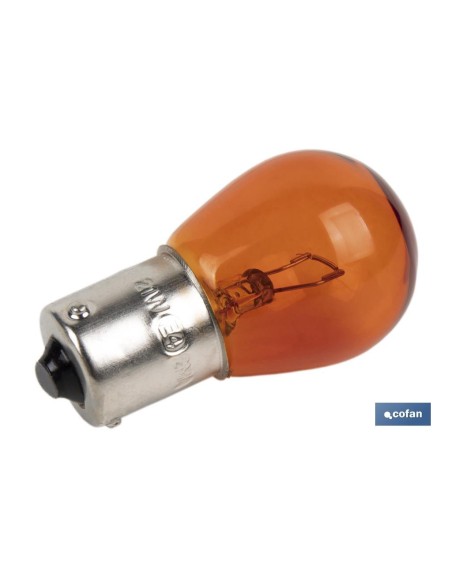 LÁMPARA COFAN 1 POLO ÁMBAR DESCENTRADA PY21W (BAU15s) 12V