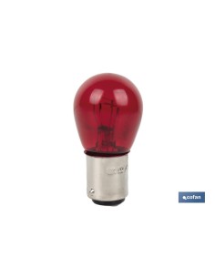 LÁMPARA COFAN 2 POLOS ROJA CENTRADA P21/5W (BAY15d) 12V