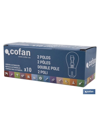 LÁMPARA COFAN 2 POLOS ROJA CENTRADA P21/5W (BAY15d) 12V