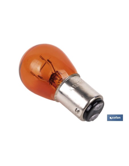LÁMPARA COFAN 2 POLOS ÁMBAR CENTRADA P21/5W (BAY15d) 12V