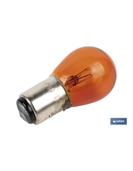 LÁMPARA COFAN 2 POLOS ÁMBAR CENTRADA P21/5W (BAY15d) 12V