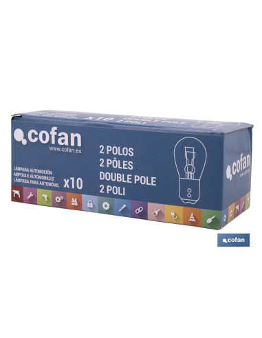 LÁMPARA COFAN 2 POLOS ÁMBAR CENTRADA P21/5W (BAY15d) 12V