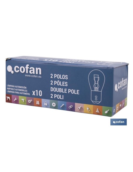 LÁMPARA COFAN 2 POLOS ÁMBAR CENTRADA P21/5W (BAY15d) 12V