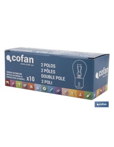 LÁMPARA COFAN 2 POLOS ROJA DESCENTRADA P21/5W (BAW15d) 12V venta unitaria 2