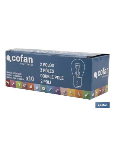 LÁMPARA COFAN 2 POLOS BLANCA DESCENTRADA P21/5W (BAZ15d) 12V