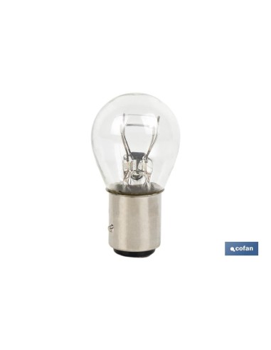 LÁMPARA COFAN 2 POLOS BLANCA DESCENTRADA P21/5W (BAZ15d) 12V venta unitaria