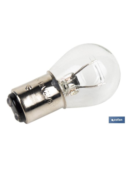 LÁMPARA COFAN 2 POLOS BLANCA DESCENTRADA P21/5W (BAZ15d) 12V venta unitaria