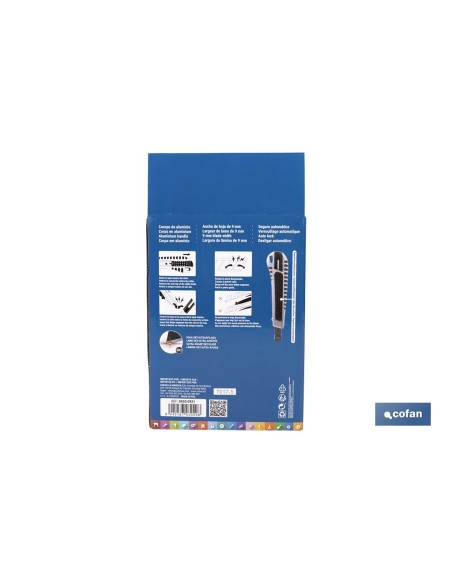 EXPOSITOR DE CÚTER DE ALUMINIO 9 MM 12 UDS.