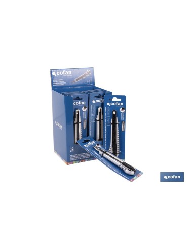 EXPOSITOR DE CÚTER DE ALUMINIO 9 MM 12 UDS.