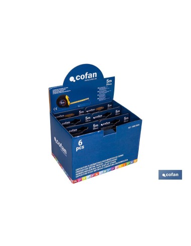 EXPOSITOR DE FLEXÓMETROS CON PROTECCIÓN DE GOMA 25 MM X 5 M 6 UDS.