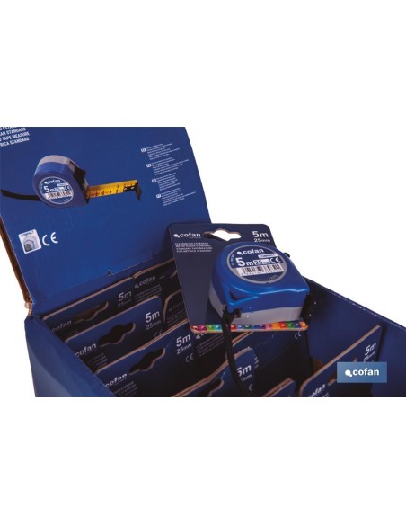 EXPOSITOR FLEXÓMETRO ESTÁNDAR 25 MM X 5 M 12 UDS.