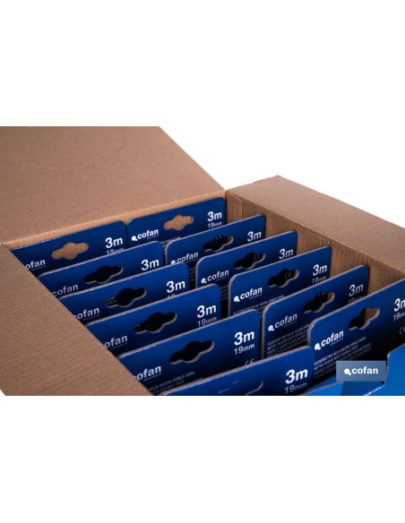 EXPOSITOR FLEXÓMETRO HOJA NEGRA DOBLE CARA 19 MM X 3 M 12 UDS.