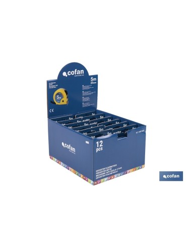 EXPOSITOR DE FLEXÓMETROS 25 MM X 5 M 12 UDS.