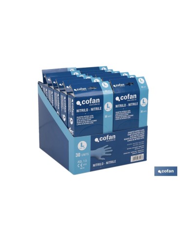 EXPOSITOR CAJA 30 UNDS. GUANTES NITRILO T-L