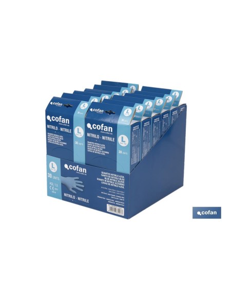 EXPOSITOR CAJA 30 UNDS. GUANTES NITRILO T-L