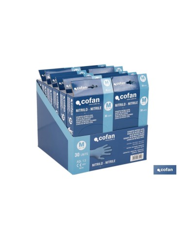 EXPOSITOR CAJA 30 UNDS. GUANTES NITRILO T-M