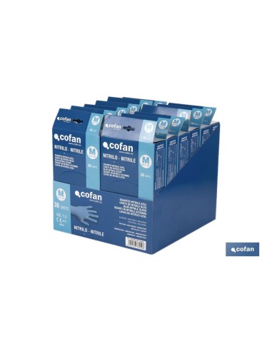 EXPOSITOR CAJA 30 UNDS. GUANTES NITRILO T-M