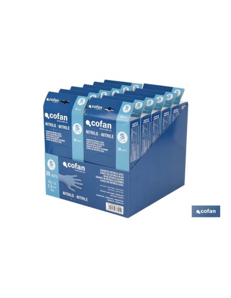 EXPOSITOR CAJA 30 UNDS. GUANTES NITRILO T-S