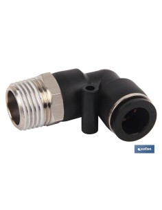 RACOR ROSCADO CODO PLASTICO T-6, M-5 Venta unitaria