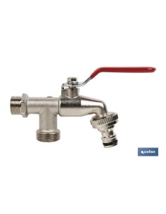 GRIFO CON MANETA PARA MANGUERA Y DOBLE SALIDA 1/2 X 3/4 X 3/4