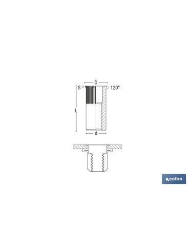 TUERCAS REMACHABLES RANURADAS CABEZA REDUCIDA ACERO M10