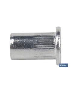 TUERCAS REMACHABLES CILÍNDRICAS RANURADAS FONDO ABIERTO CABEZA ANCHA ALUMINIO M3 X 10 2