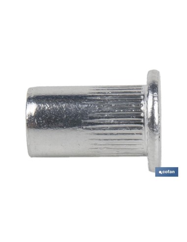 TUERCAS REMACHABLES CILÍNDRICAS RANURADAS FONDO ABIERTO CABEZA ANCHA ALUMINIO M3 X 10