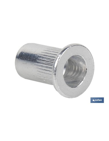 TUERCAS REMACHABLES CILÍNDRICAS RANURADAS FONDO ABIERTO CABEZA ANCHA ALUMINIO M3 X 10