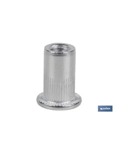 TUERCAS REMACHABLES CILÍNDRICAS RANURADAS FONDO ABIERTO CABEZA ANCHA ALUMINIO M10 X 22