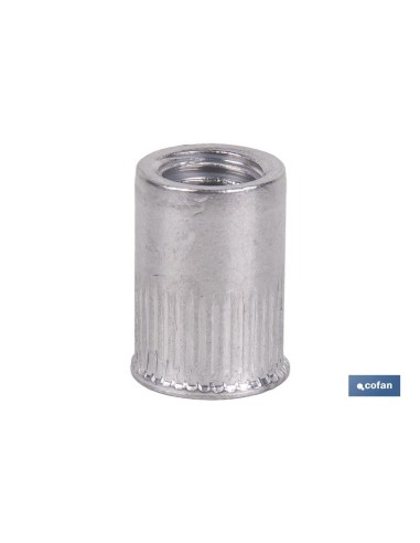 TUERCAS REMACHABLES CILÍNDRICAS RANURADAS FONDO ABIERTO CABEZA REDUCIDA ALUMINIO M4 X 10