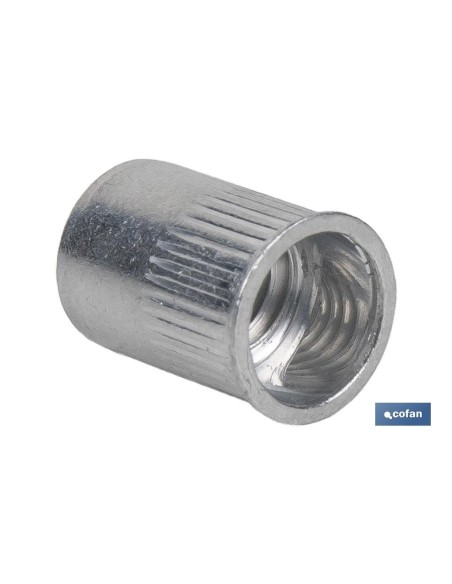 TUERCAS REMACHABLES CILÍNDRICAS RANURADAS FONDO ABIERTO CABEZA REDUCIDA ALUMINIO M4 X 10