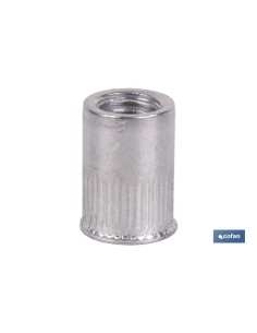TUERCAS REMACHABLES CILÍNDRICAS RANURADAS FONDO ABIERTO CABEZA REDUCIDA ALUMINIO M8 X 15,5