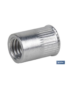 TUERCAS REMACHABLES CILÍNDRICAS RANURADAS FONDO ABIERTO CABEZA REDUCIDA ALUMINIO M8 X 15,5 2