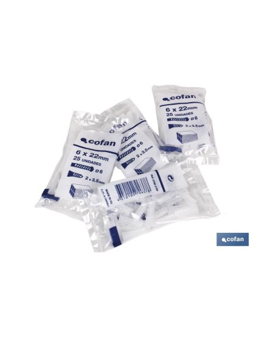 BOLSA 25 UDS TACO PLÁSTICO 6 MM