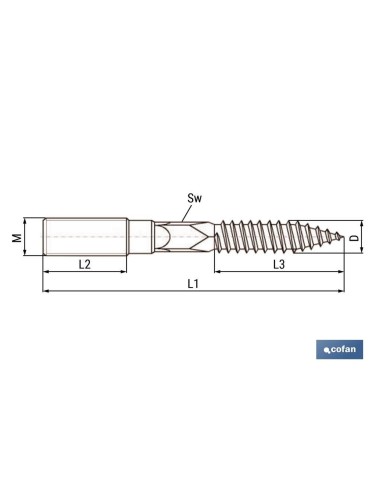 ESPARRAGO DOBLE ROSCA CINCADO HUELLA TORX M6X80