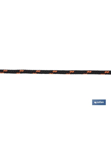 CORDÓN TRENZADO HIPPIE NEGRO/NARANJA 3 MM X 100 M