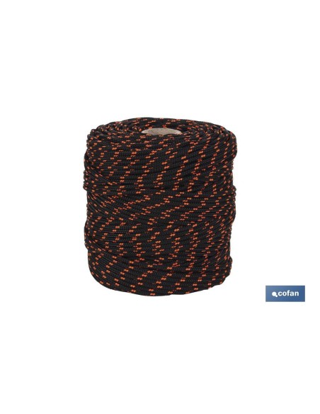 CORDÓN TRENZADO HIPPIE NEGRO/NARANJA 3 MM X 25 M
