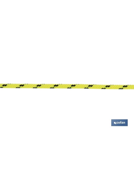 CORDÓN TRENZADO HIPPIE AMARILLO/NEGRO 3 MM X 100 M