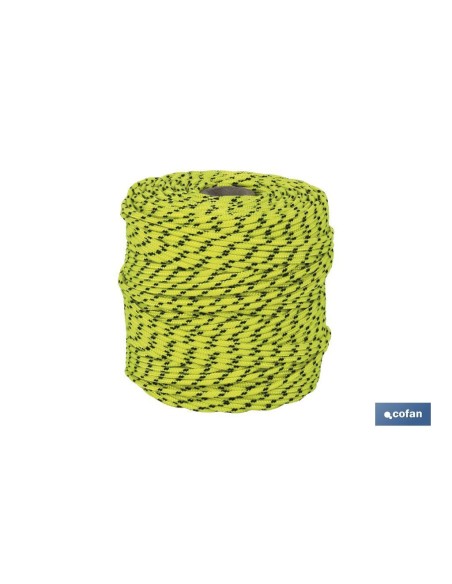 CORDÓN TRENZADO HIPPIE AMARILLO/NEGRO 3MM X 25 M