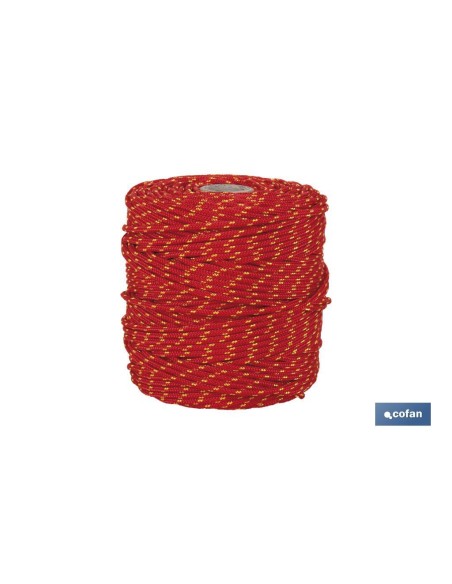 CORDÓN TRENZADO HIPPIE ROJO/AMARILLO 3MM X 100 M