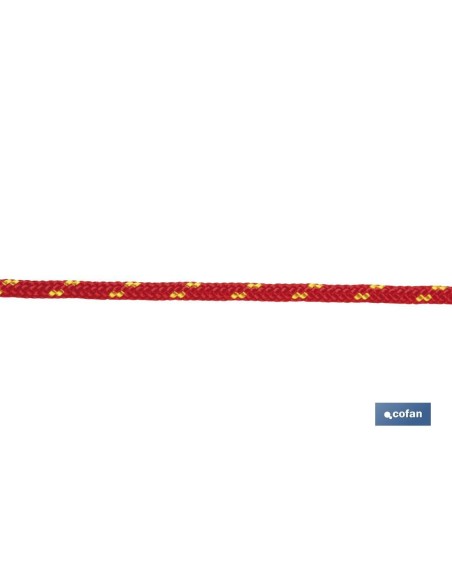 CORDÓN TRENZADO HIPPIE ROJO/AMARILLO 3MM X 100 M