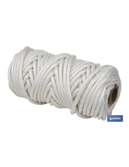 BOBINA CORDÓN POLIÉSTER REFORZADO 5 MM 25 M BLANCO