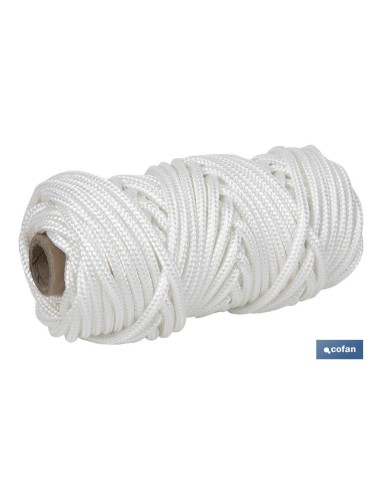 BOBINA CORDÓN POLIÉSTER REFORZADO 5 MM 25 M BLANCO