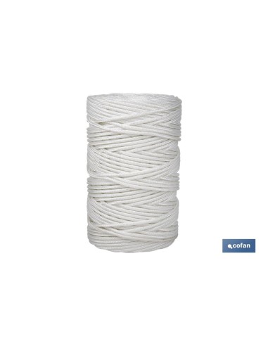 ROLLO GRANDE CORDÓN POLIÉSTER REFORZADO 5 MM 200 M BLANCO